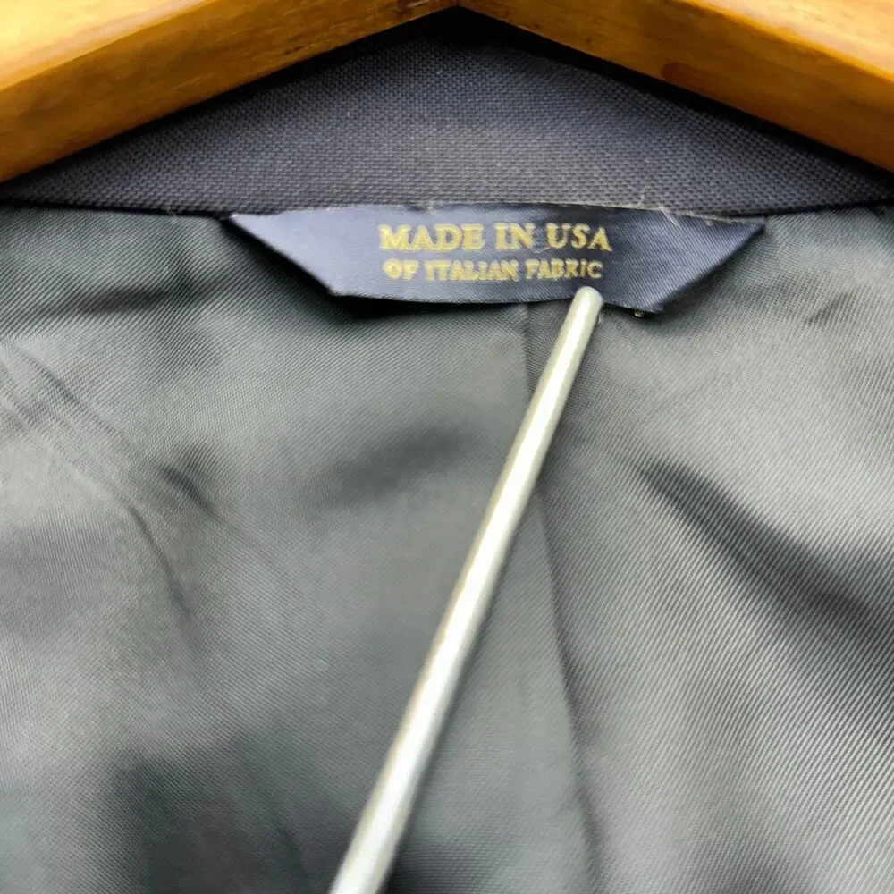 Brooks Brothers Wool Suit Jacket Mens 44R Navy 2 Button Italian‎ Fabric Office
